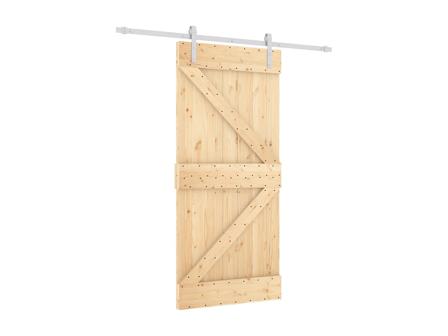 Porte coulissante et kit de quincaillerie 95x210 cm pin massif FR872130