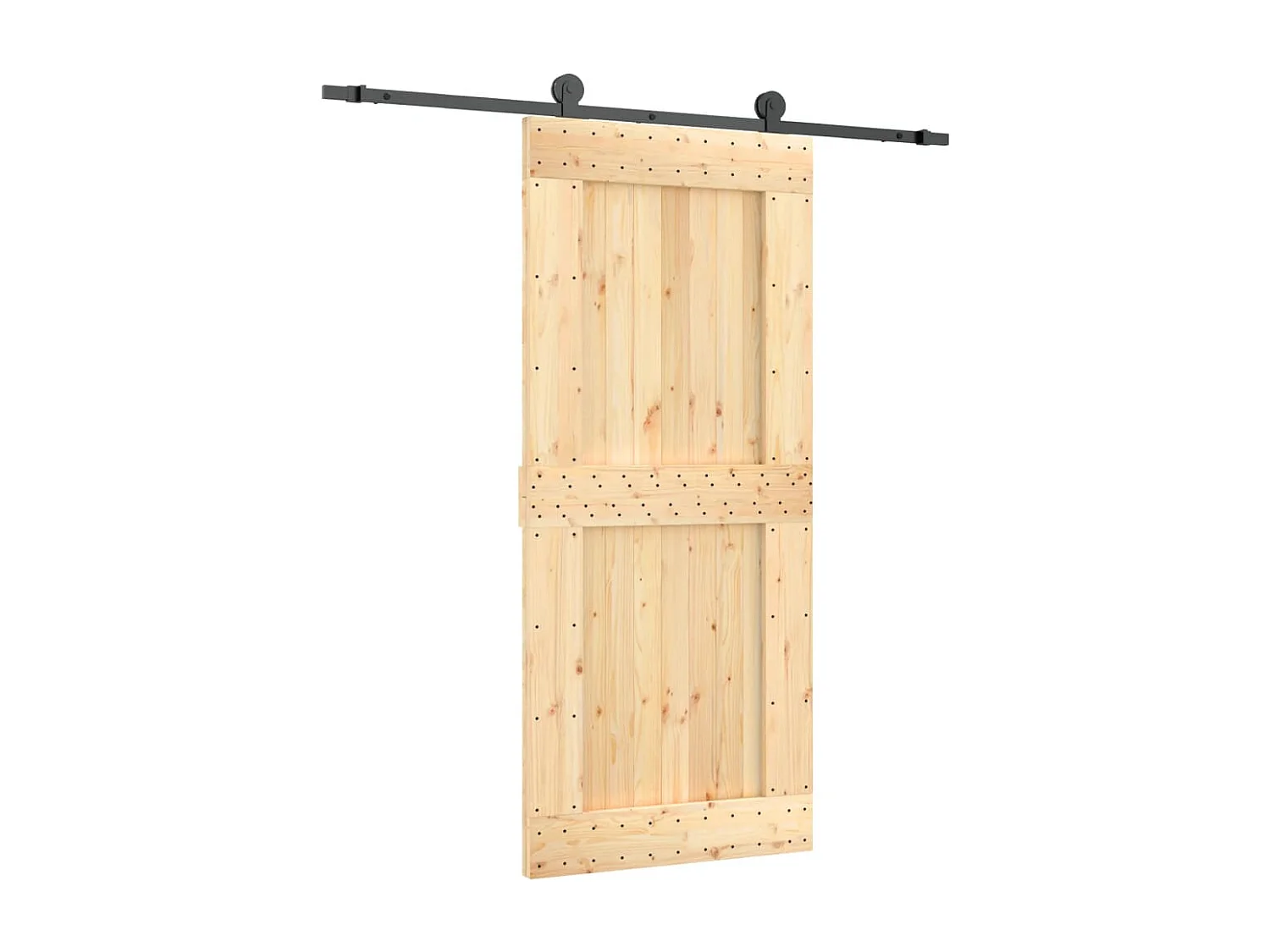 Porta de correr com ferragens 90x210 cm madeira de pinho maciça PT283159