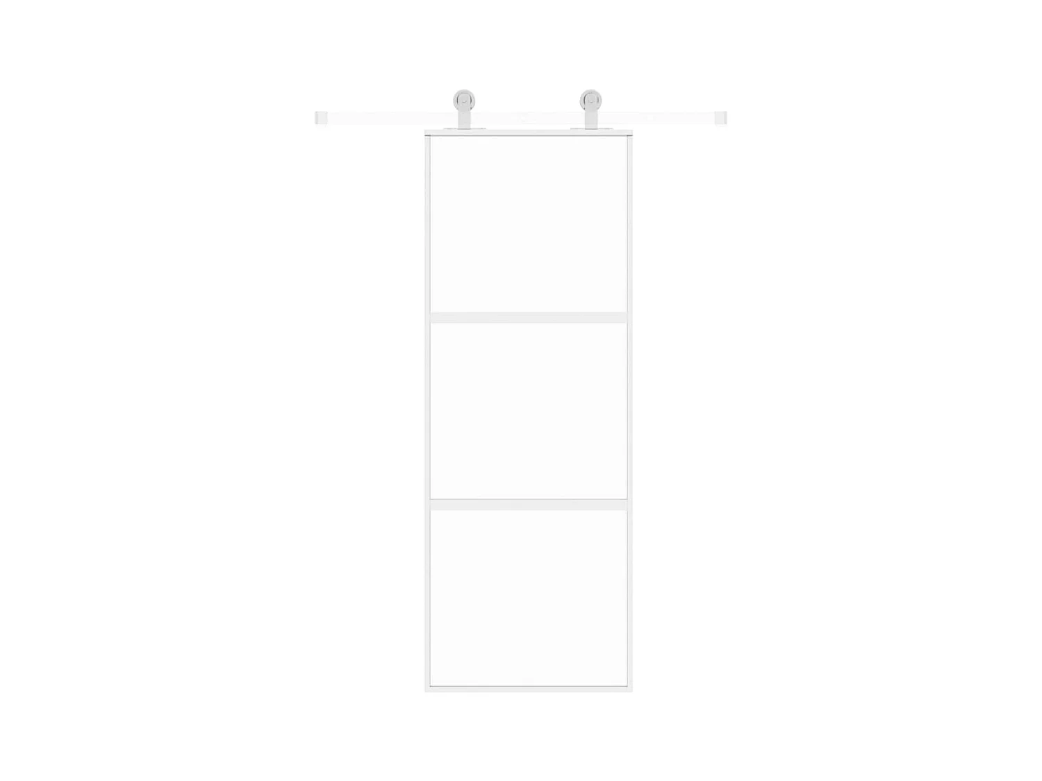 Porte coulissante blanc 76x205 cm verre trempé aluminium FR572322