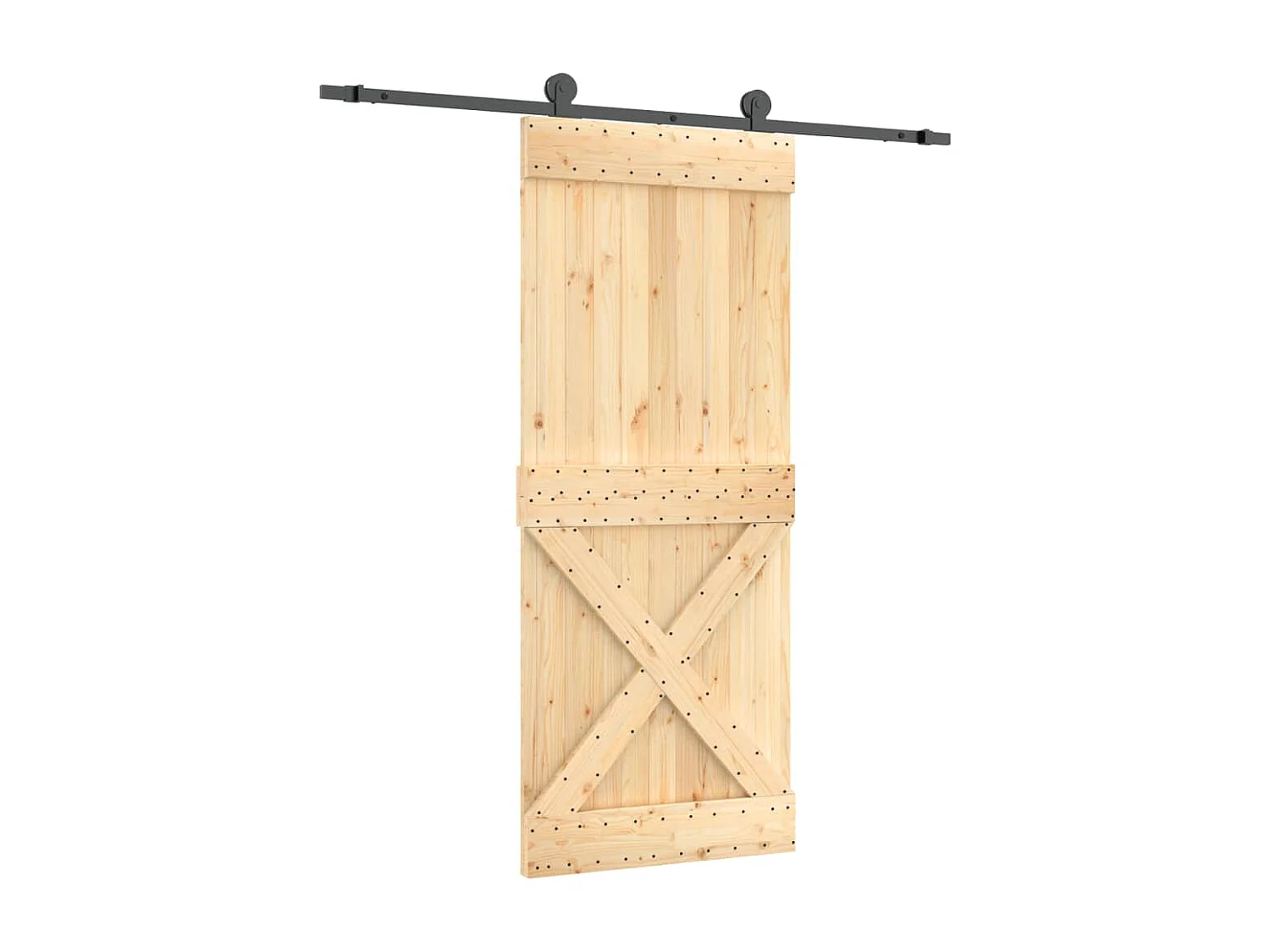 Porte coulissante et kit de quincaillerie 85x210 cm pin massif FR551209