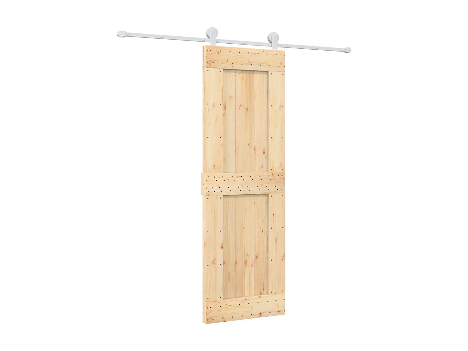 Porta de correr com ferragens 70x210 cm madeira de pinho maciça PT738095