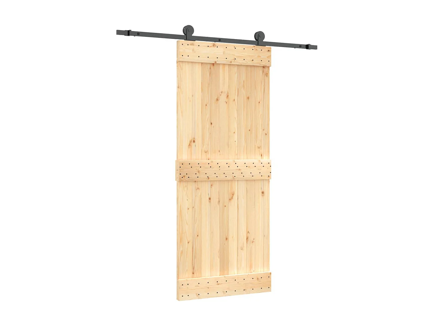 Porte coulissante et kit de quincaillerie 85x210 cm pin massif FR172676