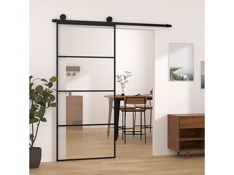 Porte coulissante avec kit de quincaillerie 90x205 cm Verre ESG FR731595