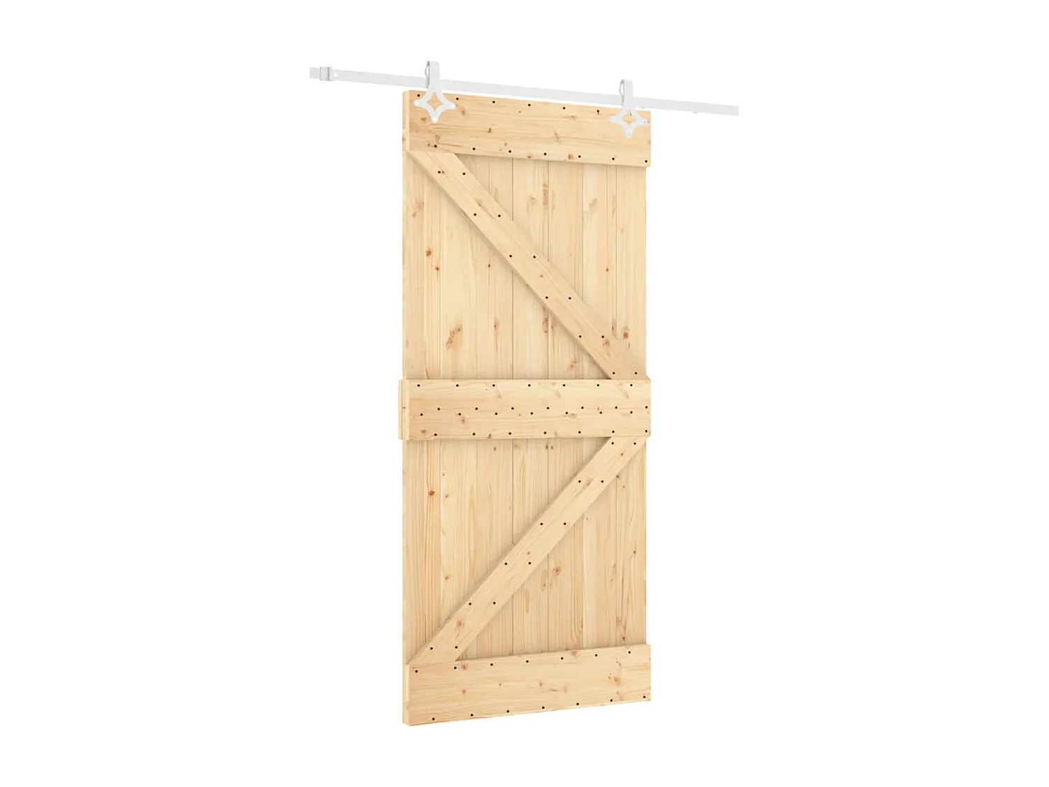 Porte coulissante et kit de quincaillerie 100x210 cm pin massif FR455960