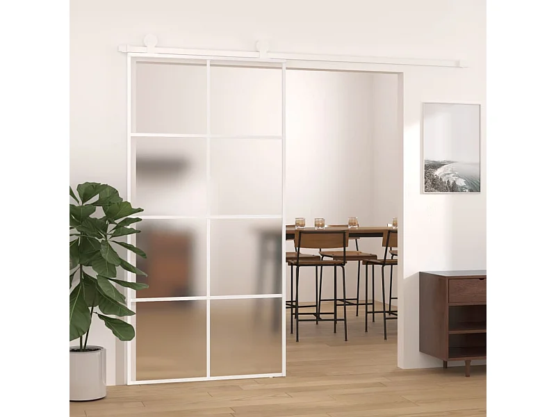 Puerta corredera ESG vidrio y aluminio blanca 102,5x205 cm ES746534