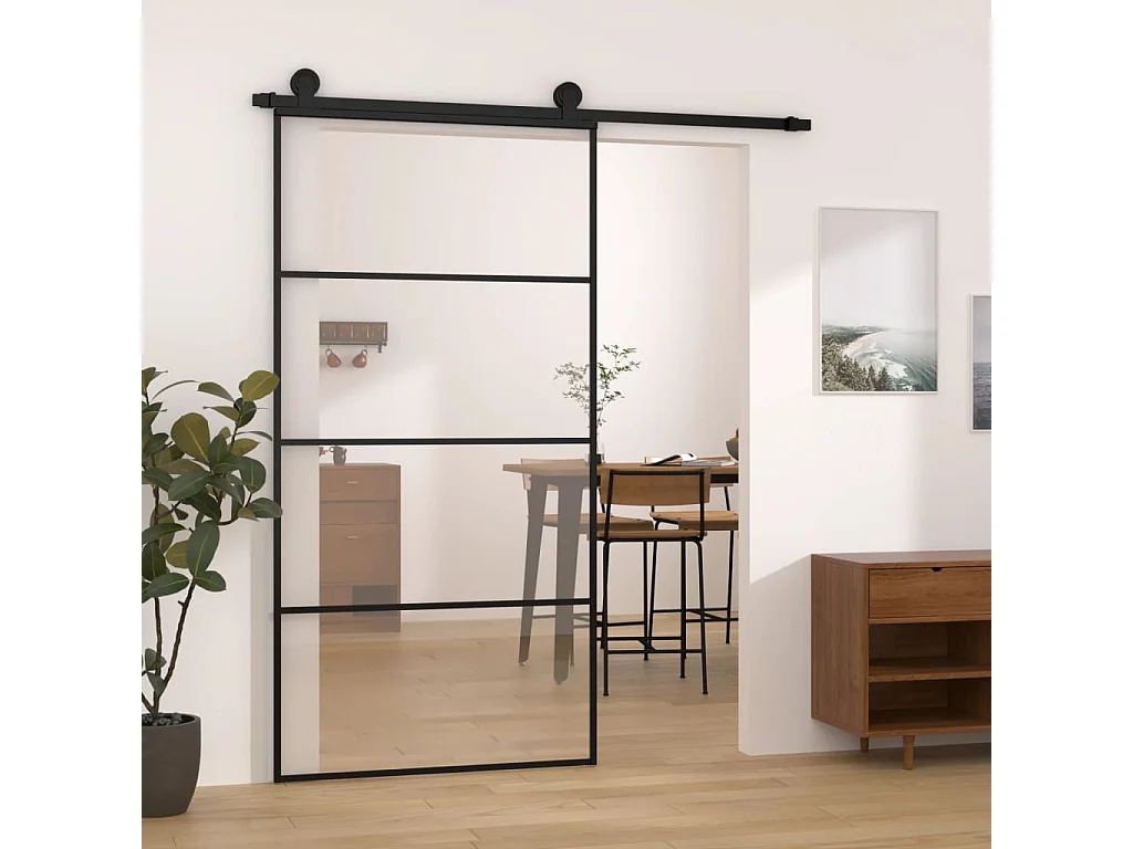 Porte coulissante et kit de quincaillerie 102,5x205cm Verre ESG FR331725