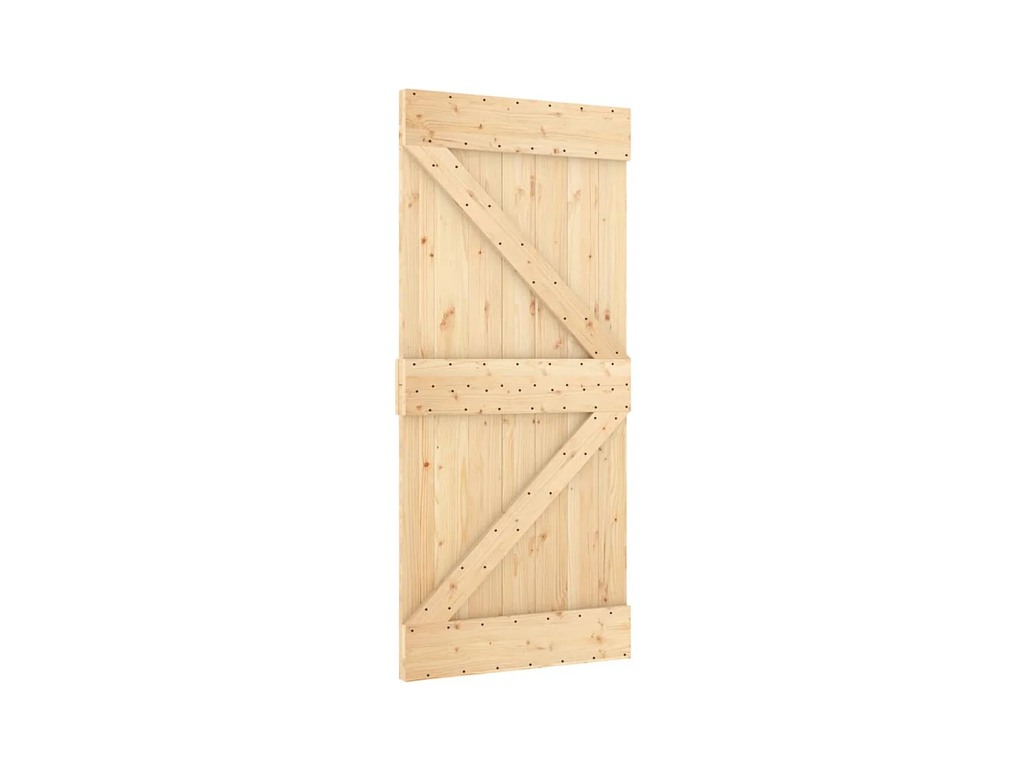 Puerta corredera con herrajes madera maciza de pino 95x210 cm ES508886