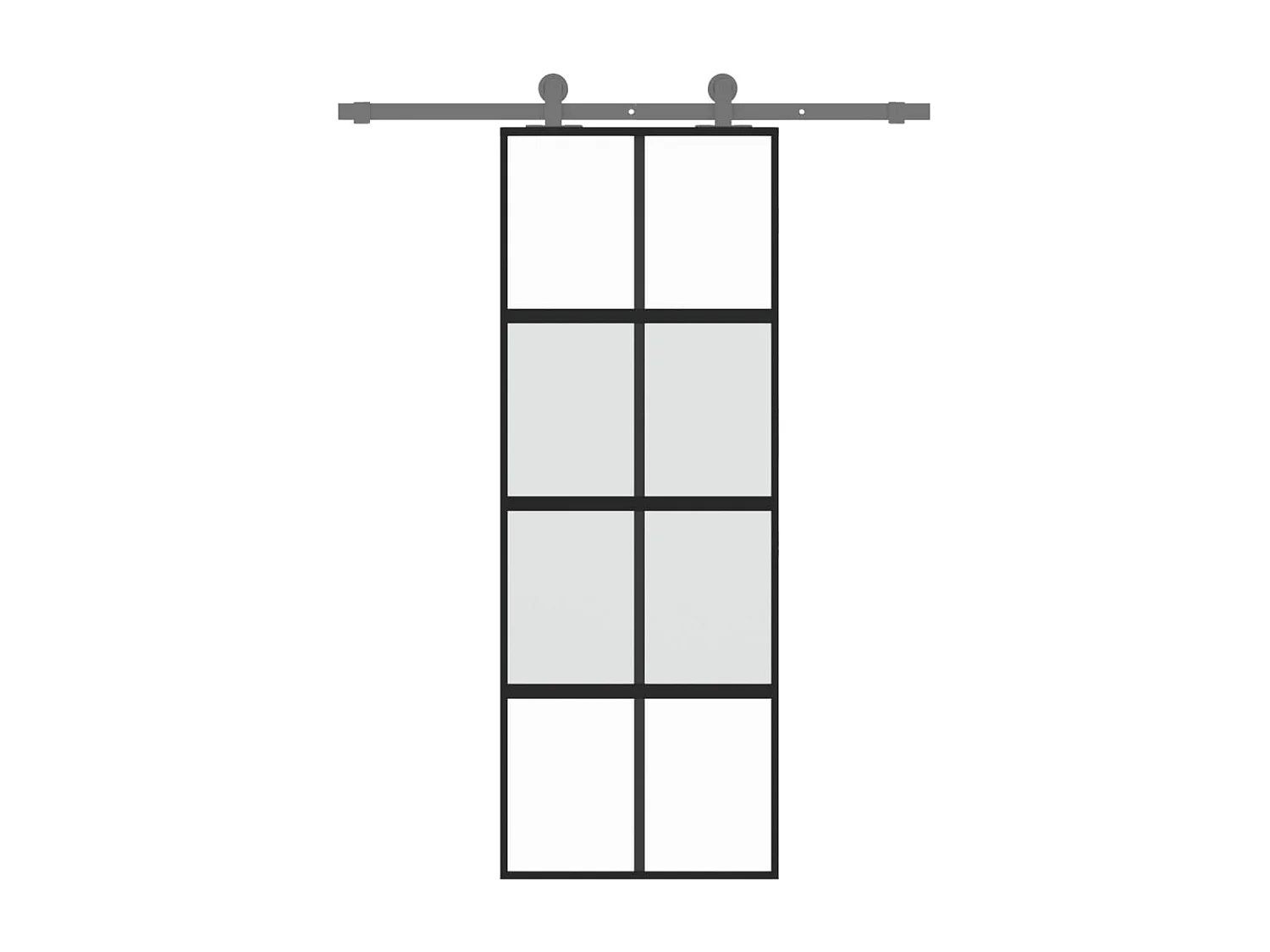 Porte coulissante noir 76x205 cm verre trempé aluminium FR160815