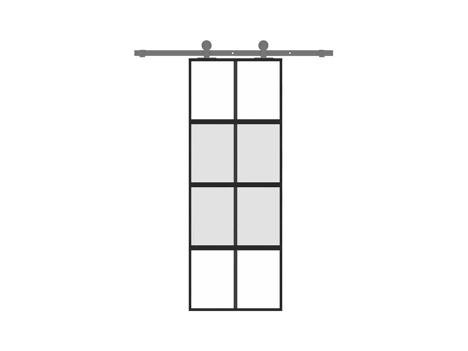 Porte coulissante noir 76x205 cm verre trempé aluminium FR160815