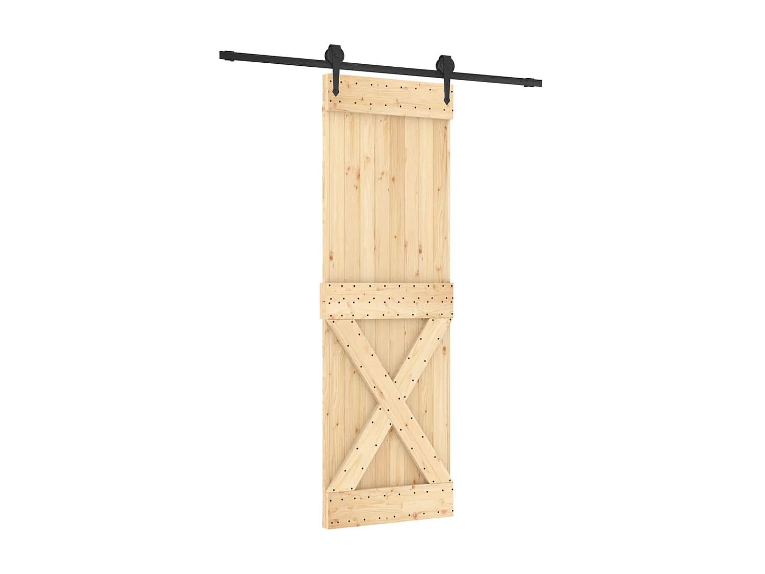 Porte coulissante et kit de quincaillerie 70x210 cm pin massif FR752392