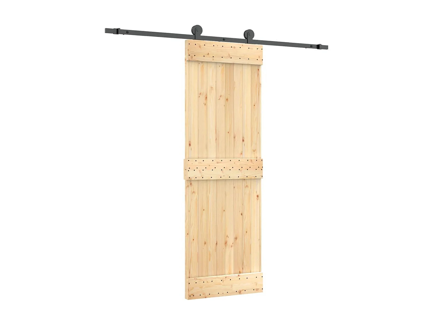 Puerta corredera con herrajes madera maciza de pino 70x210 cm ES867865
