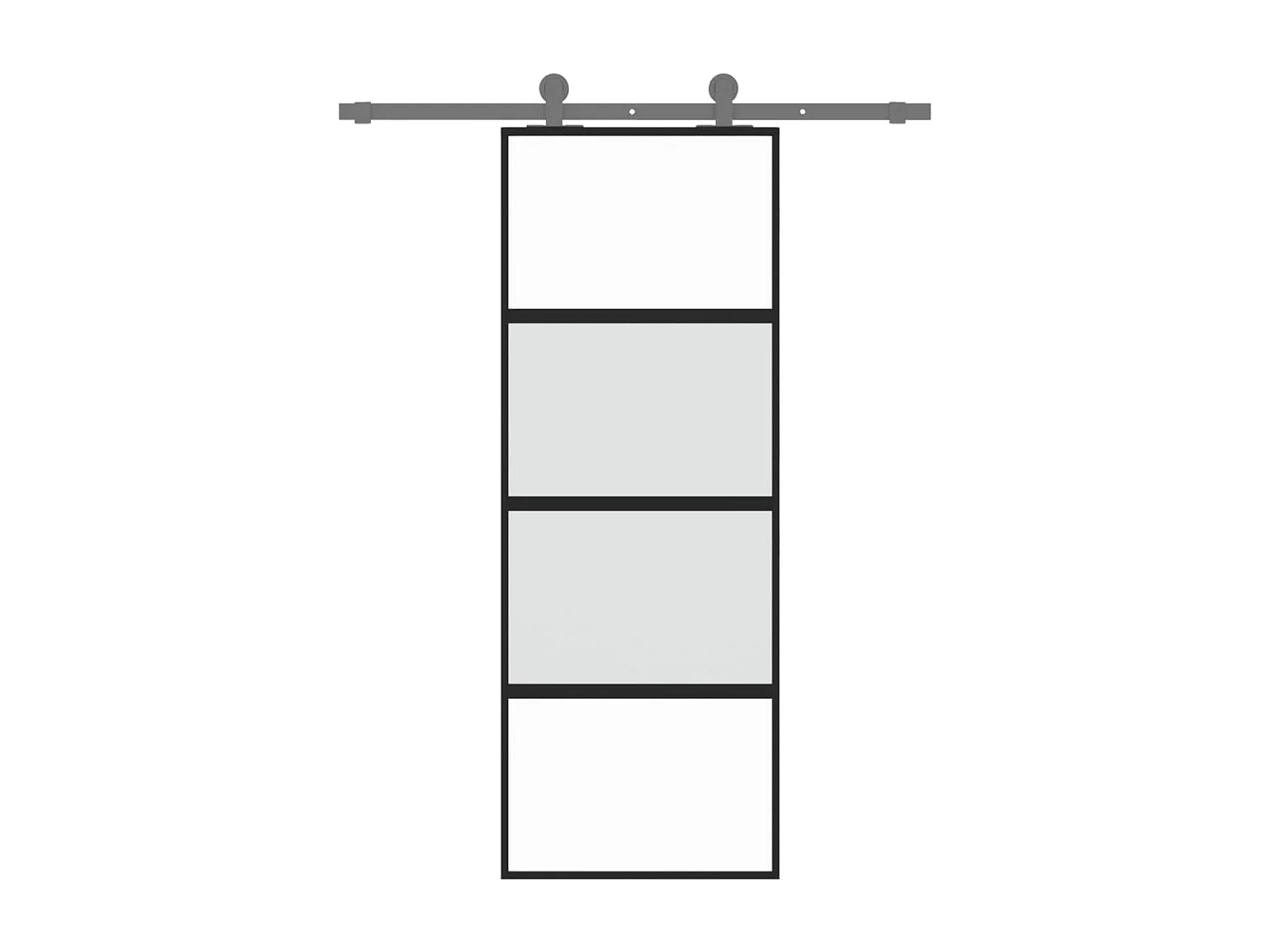 Schuifdeur 76x205 cm gehard glas en aluminium zwart BE147439