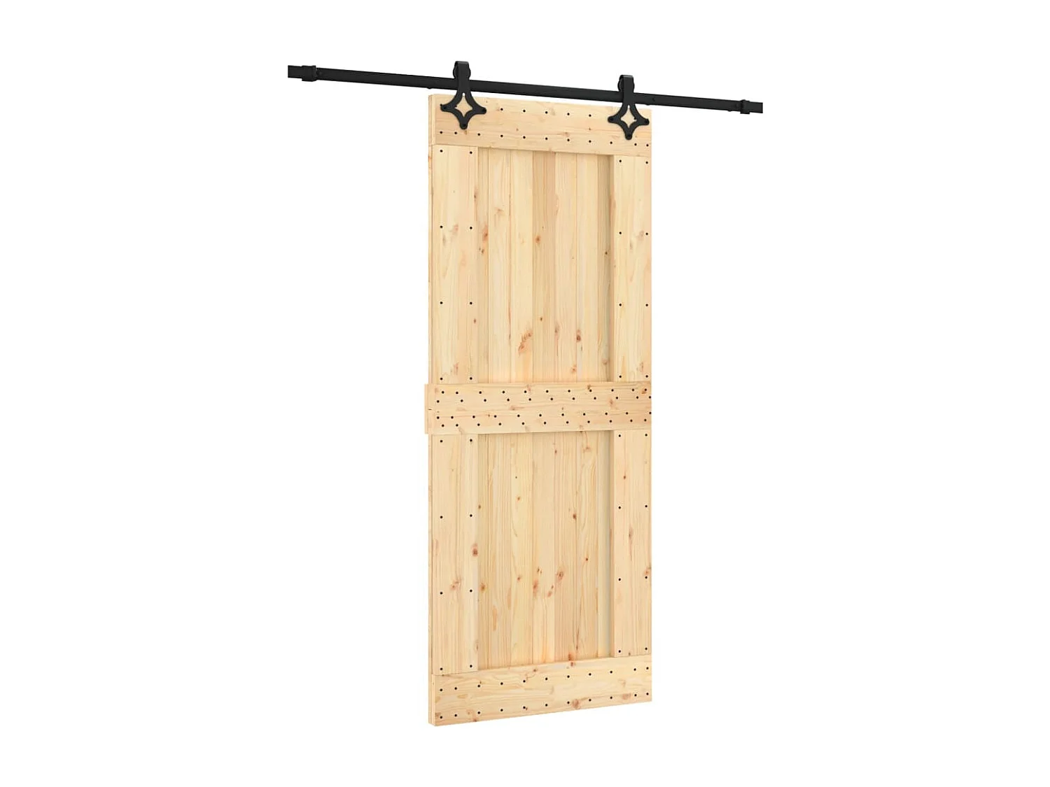 Puerta corredera con herrajes madera maciza de pino 85x210 cm ES957259