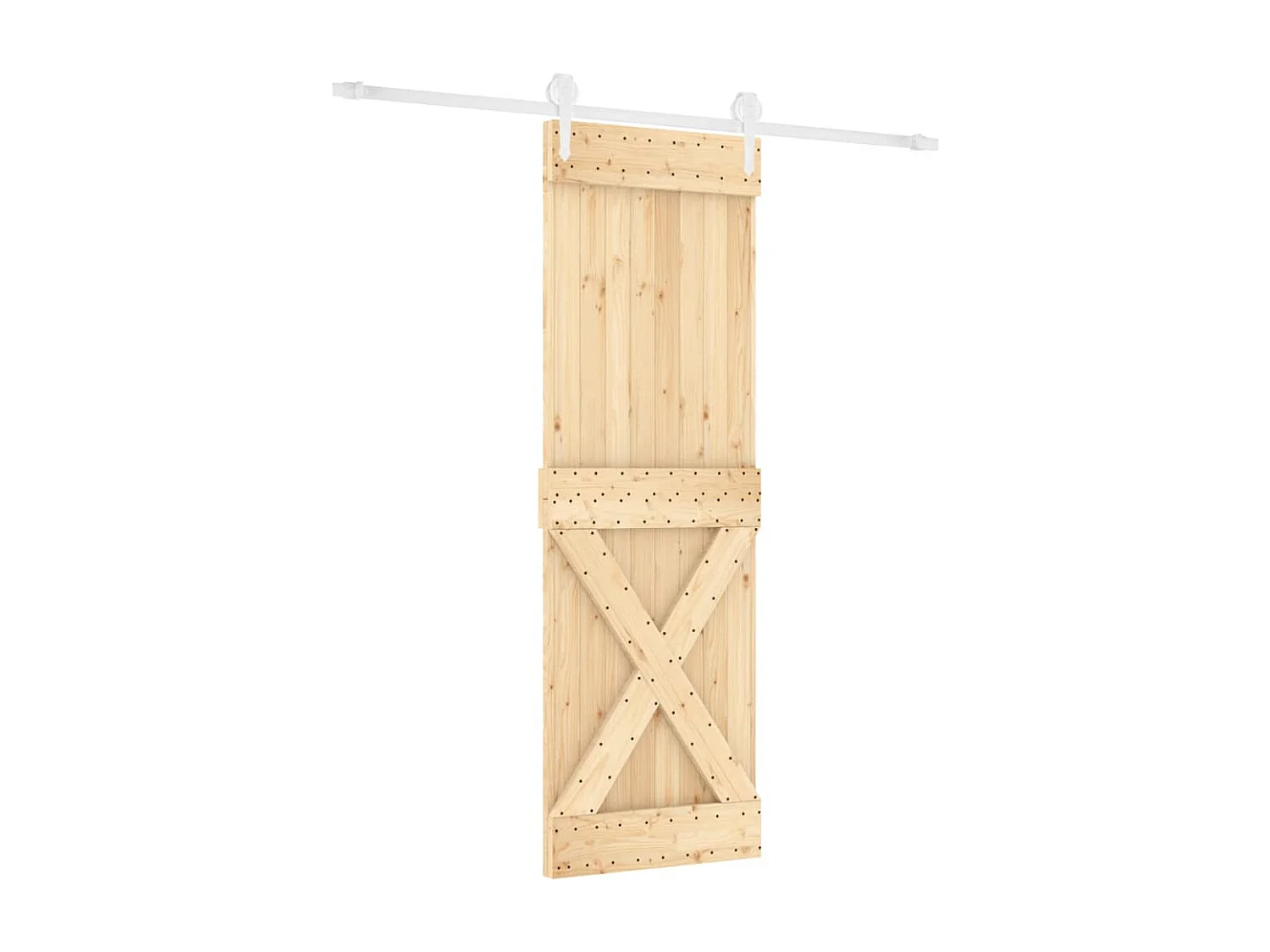 Puerta corredera con herrajes madera maciza de pino 80x210 cm ES898686