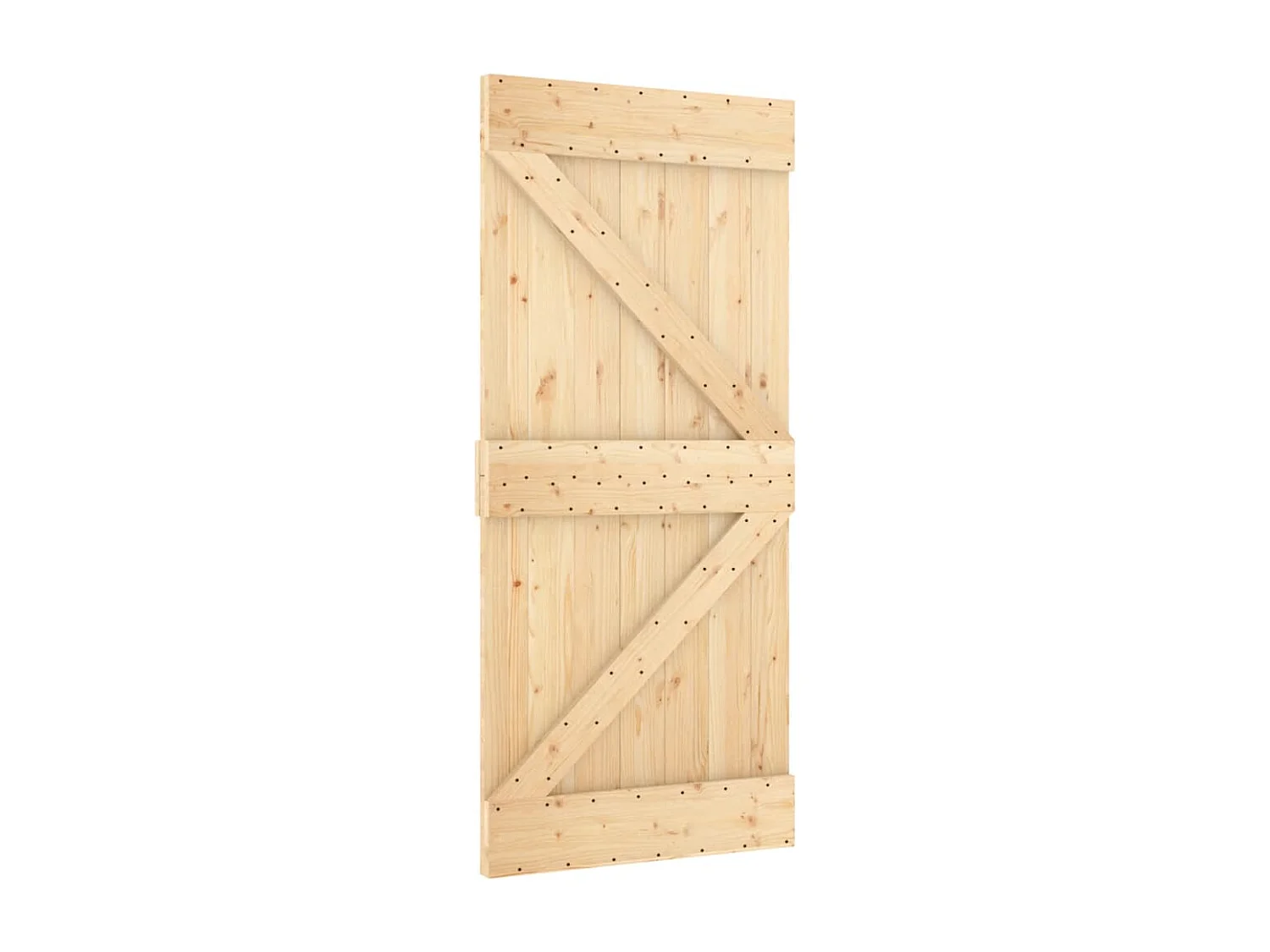 Porte coulissante et kit de quincaillerie 90x210 cm pin massif FR754196