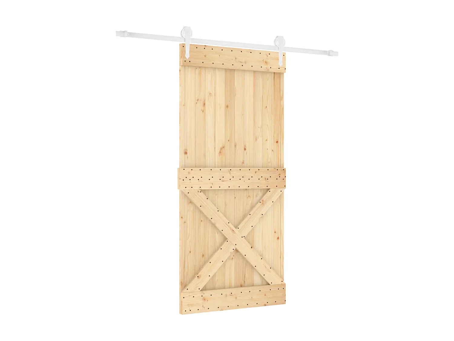 Puerta corredera con herrajes madera maciza de pino 95x210 cm ES695132