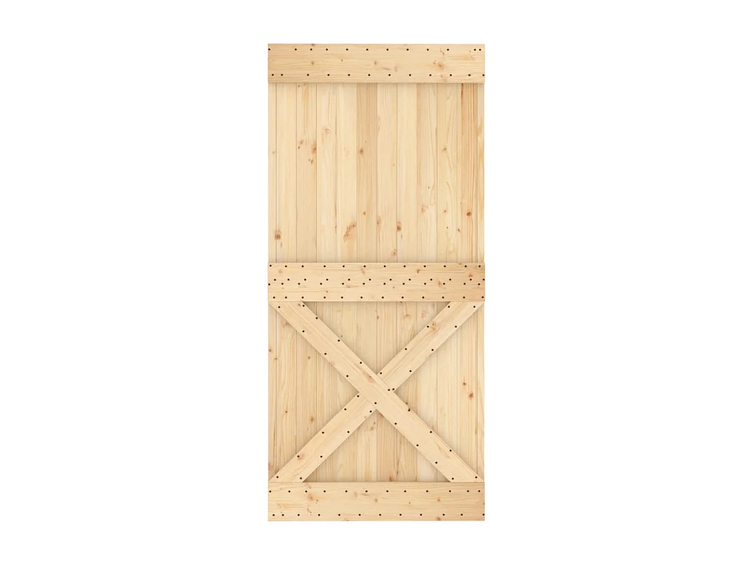 Puerta corredera con herrajes madera maciza de pino 95x210 cm ES695132