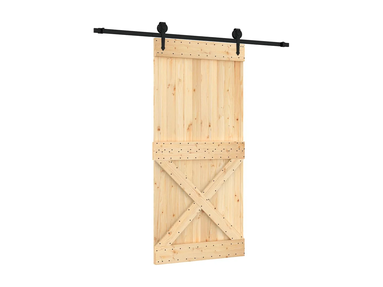 Puerta corredera con herrajes madera maciza de pino 95x210 cm ES238747