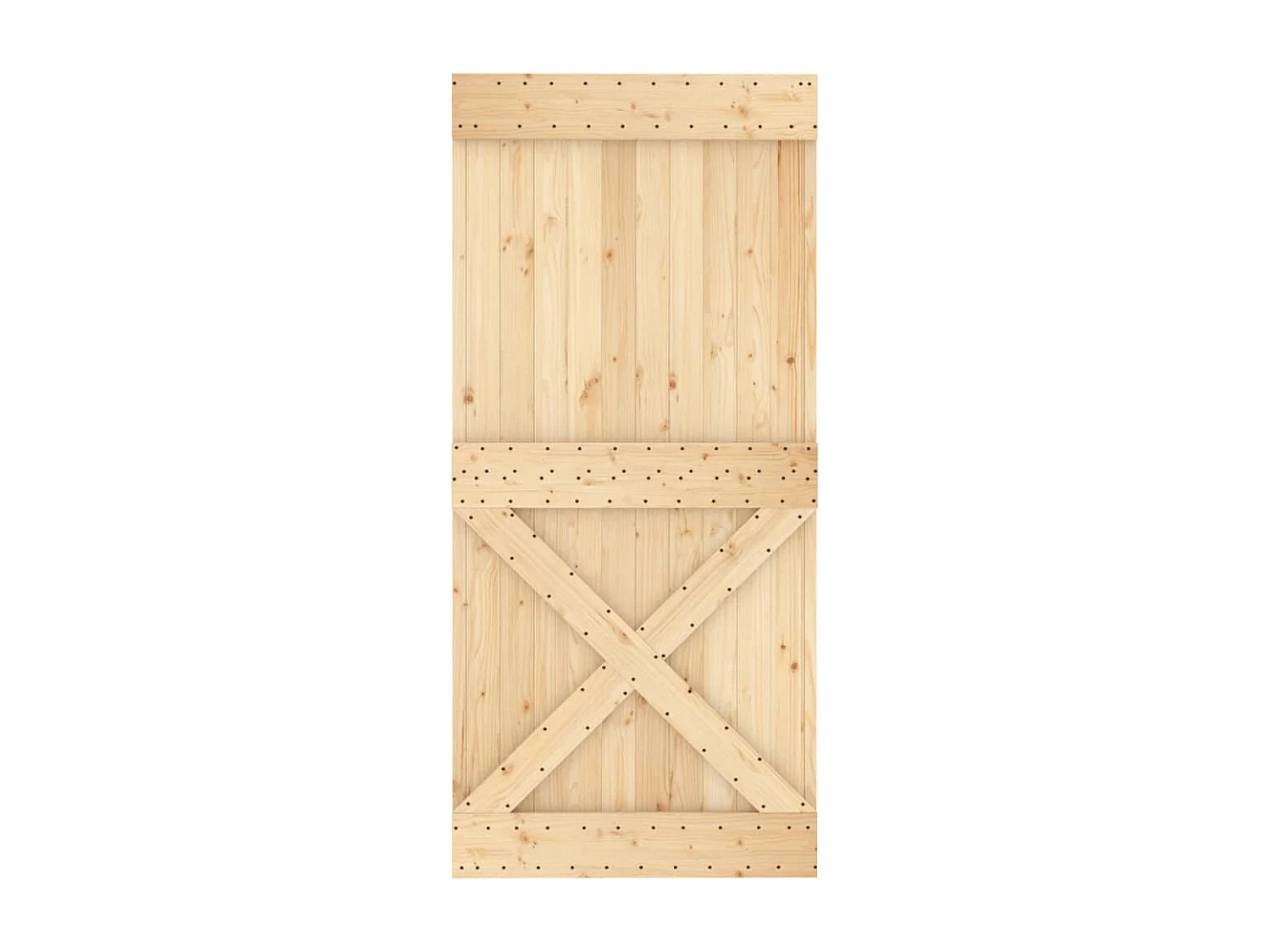 Puerta corredera con herrajes madera maciza de pino 95x210 cm ES238747