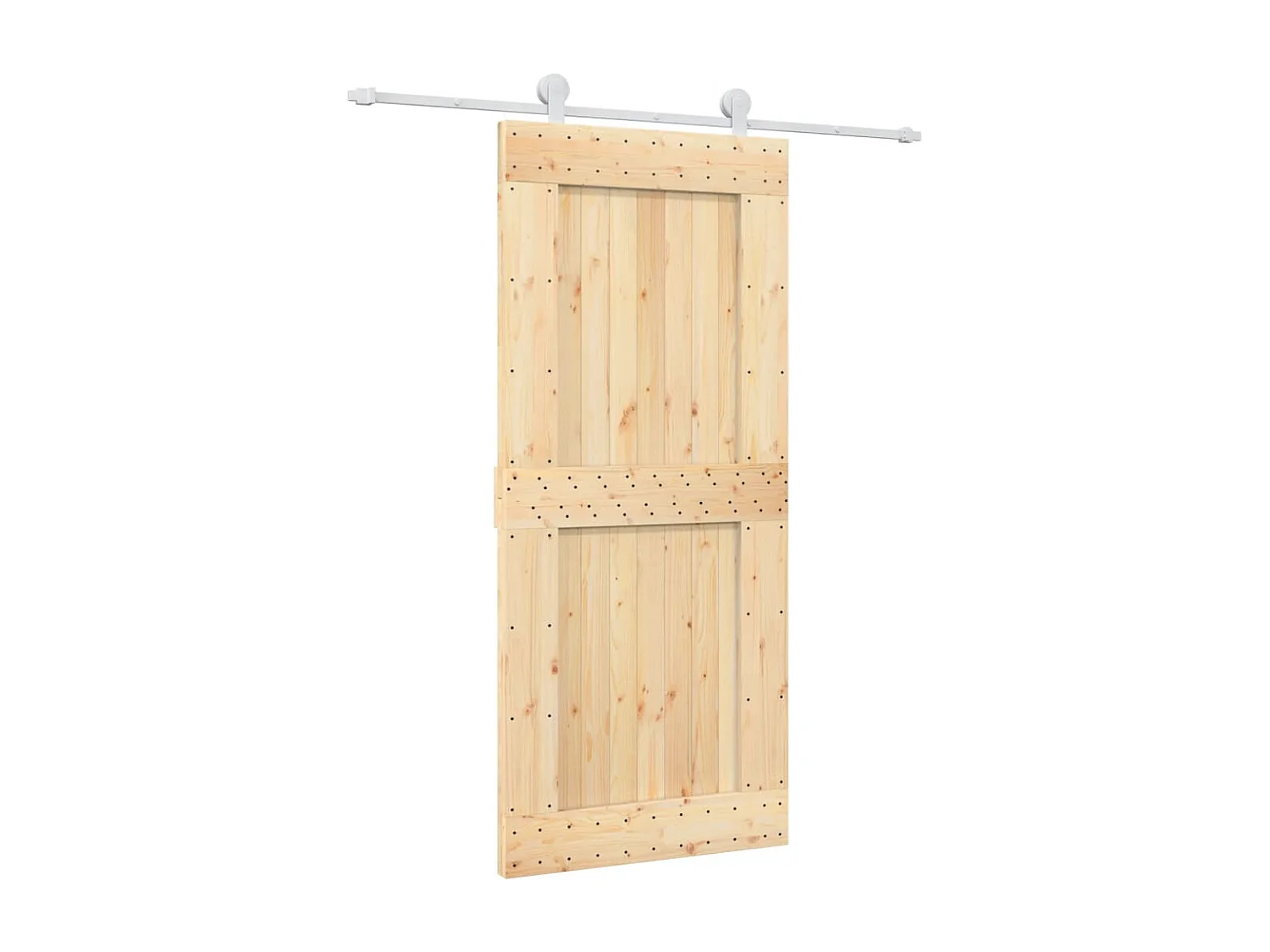 Porte coulissante et kit de quincaillerie 90x210 cm pin massif FR275913