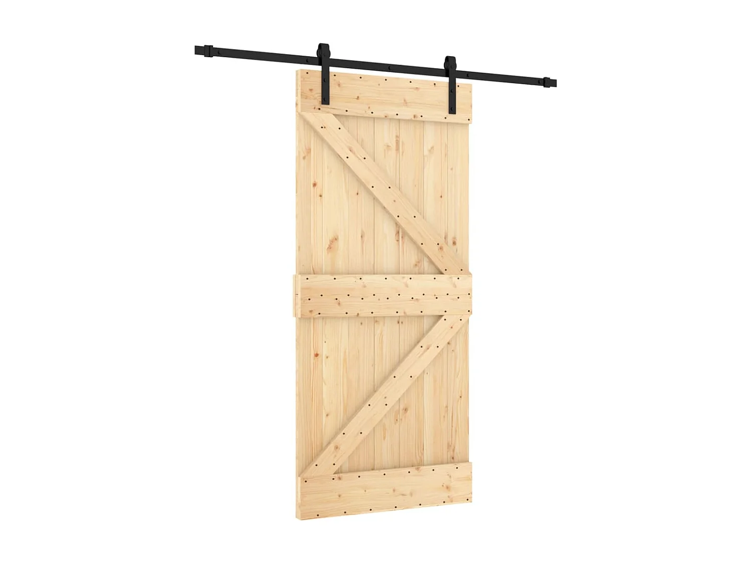 Porte coulissante et kit de quincaillerie 95x210 cm pin massif FR885363