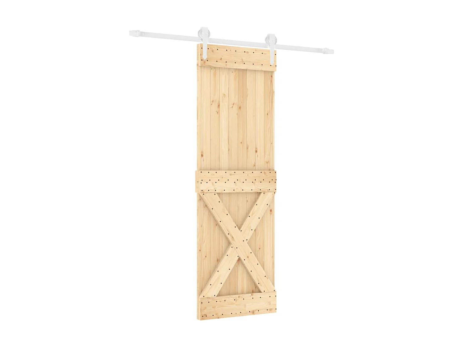 Puerta corredera con herrajes madera maciza de pino 70x210 cm ES347084