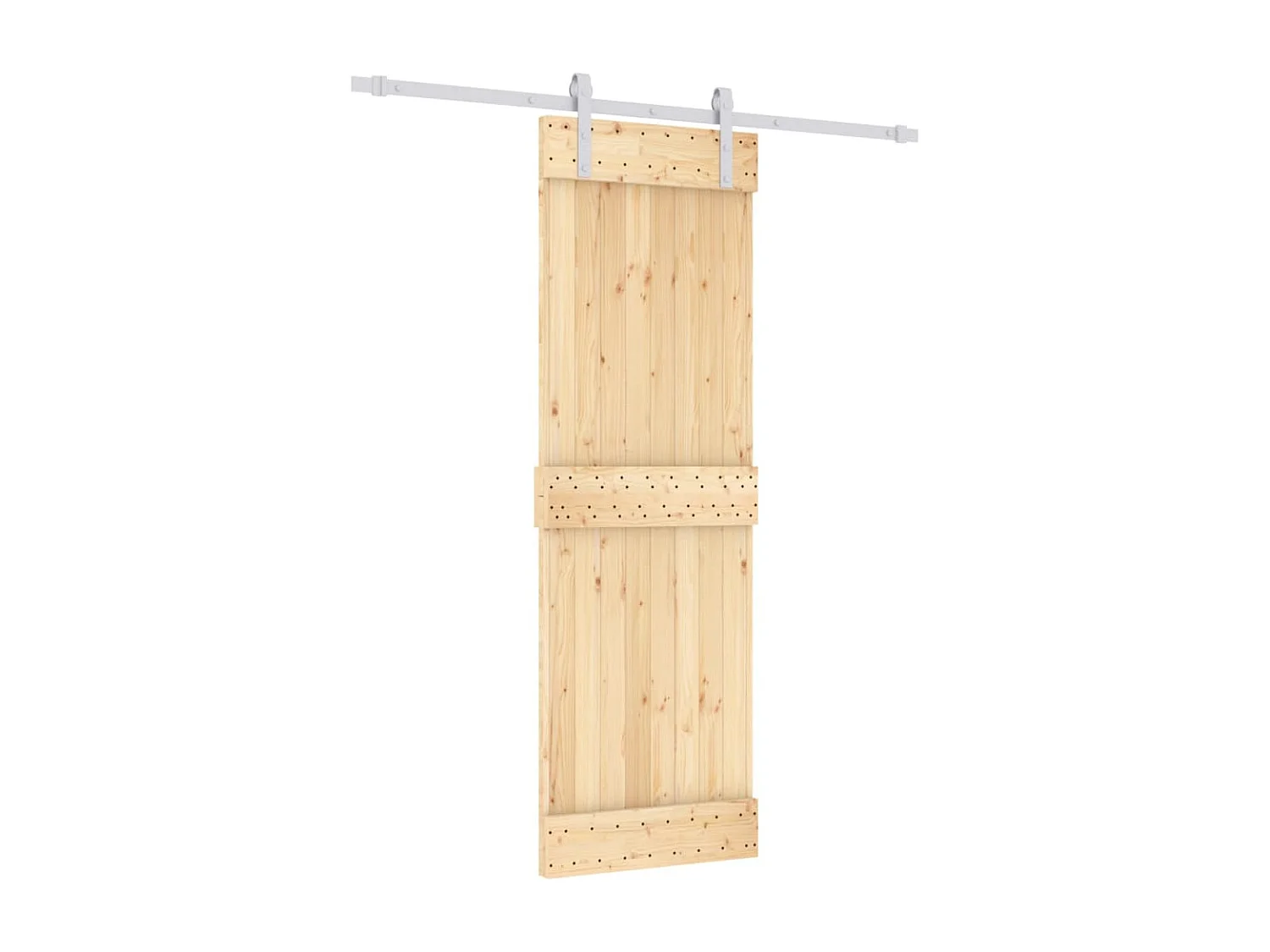 Porte coulissante et kit de quincaillerie 70x210 cm pin massif FR244575