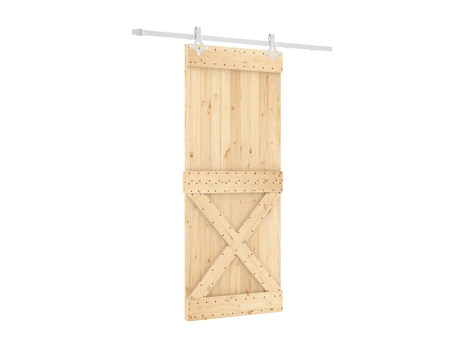 Porte coulissante et kit de quincaillerie 85x210 cm pin massif FR179245