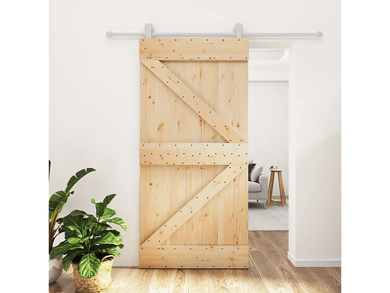 Schuifdeur met beslag 100x210 cm massief grenenhout BE418603