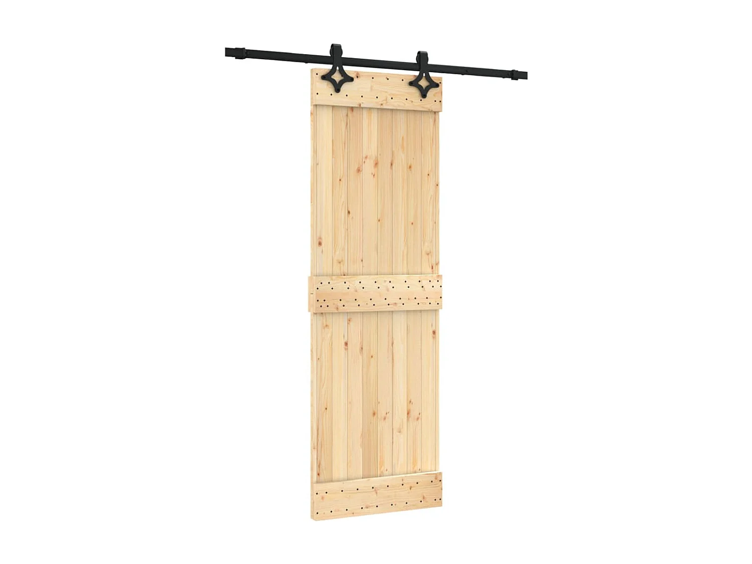 Puerta corredera con herrajes madera maciza de pino 70x210 cm ES928365