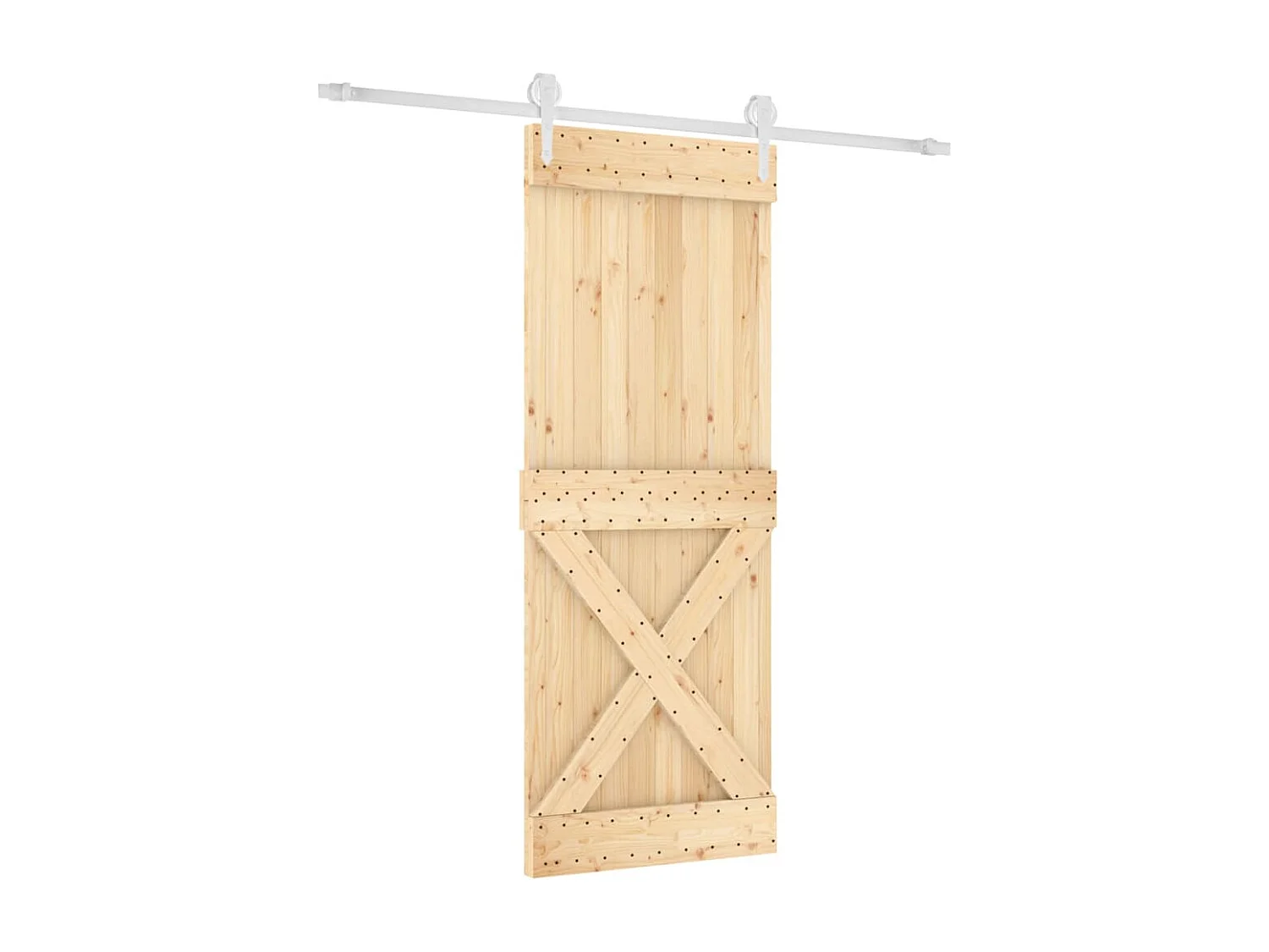 Porte coulissante et kit de quincaillerie 90x210 cm pin massif FR127346