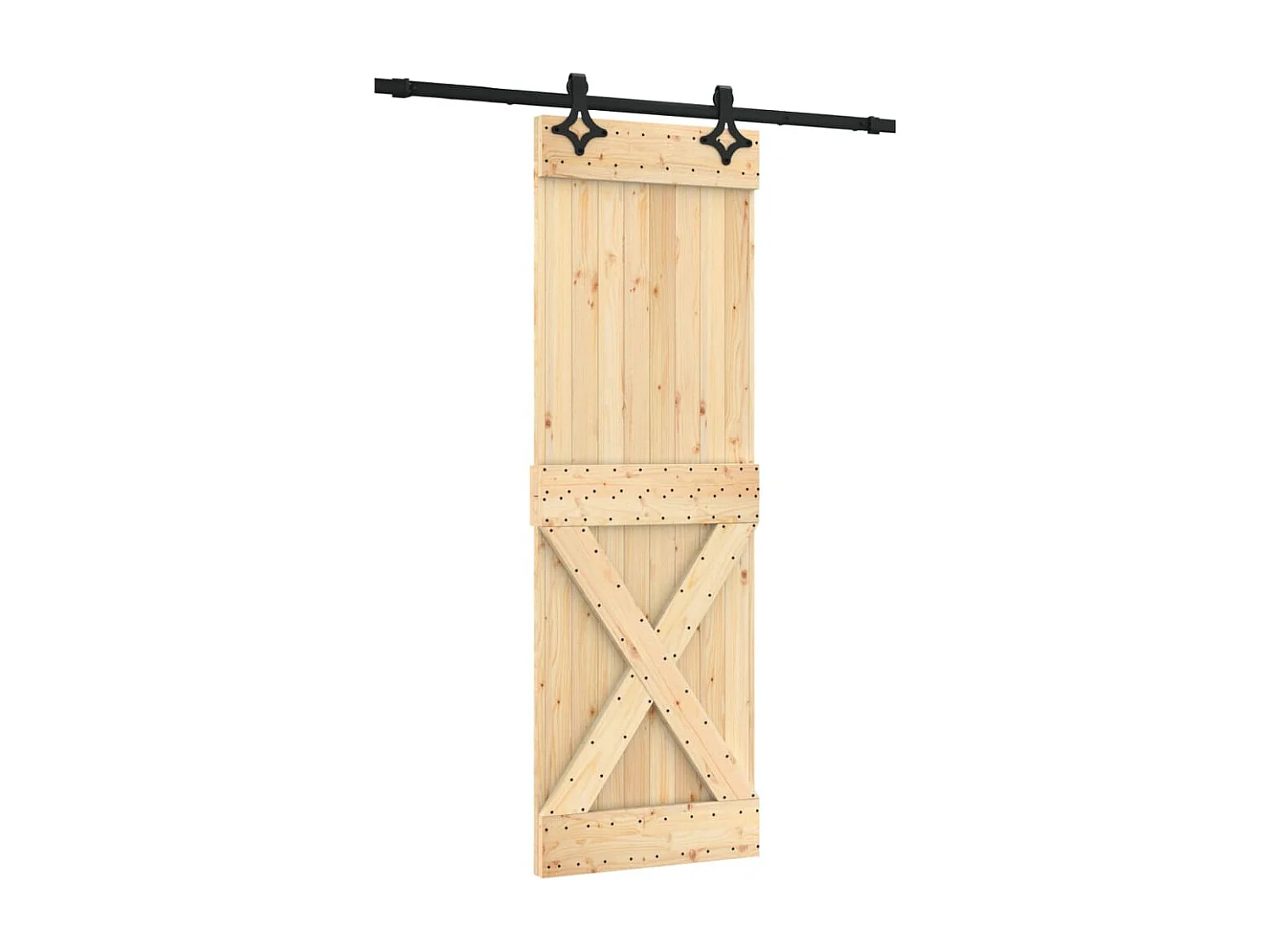 Puerta corredera con herrajes madera maciza de pino 70x210 cm ES174475