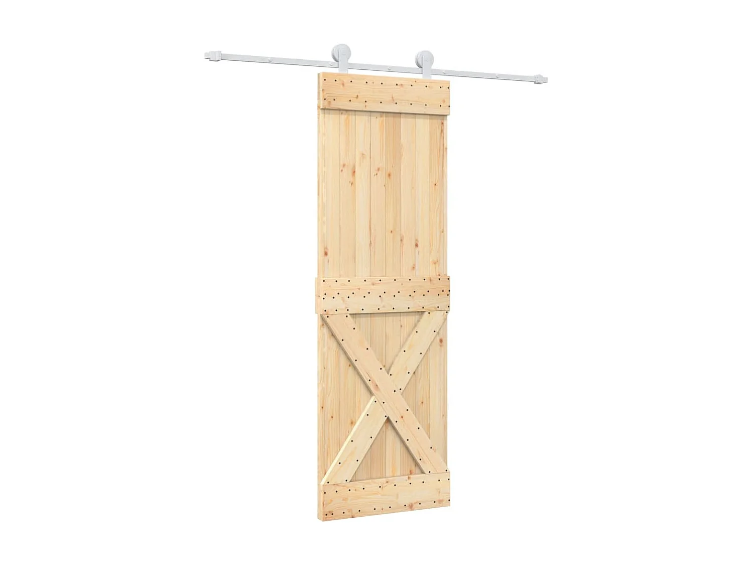 Porte coulissante et kit de quincaillerie 70x210 cm pin massif FR818843