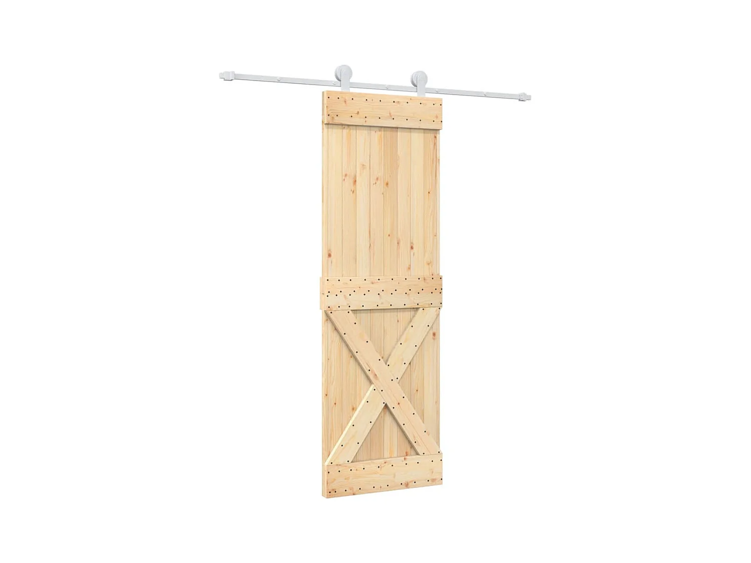 Porte coulissante et kit de quincaillerie 70x210 cm pin massif FR818843