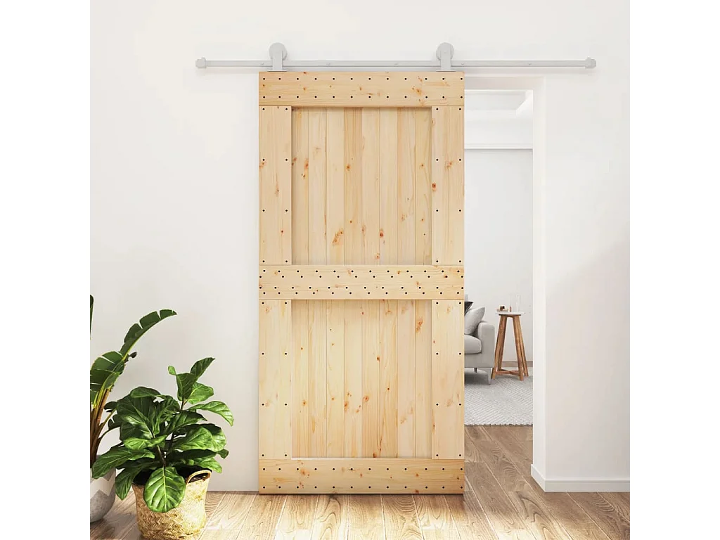 Schuifdeur met beslag 100x210 cm massief grenenhout BE167449