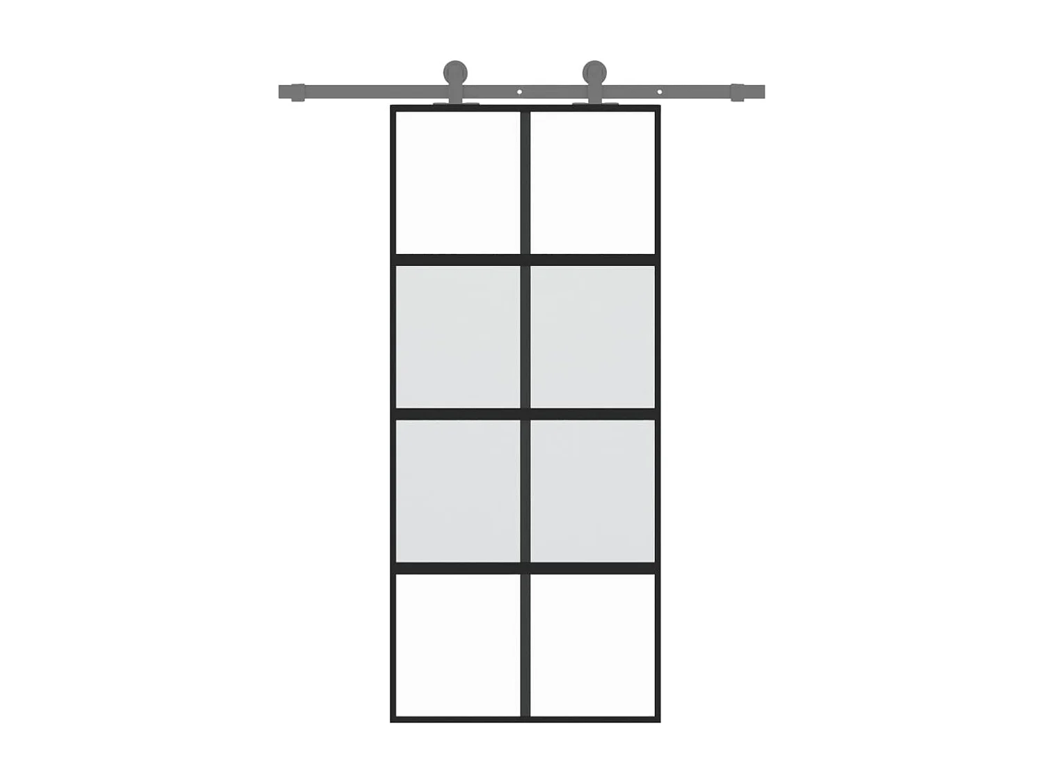 Porte coulissante noir 90x205 cm verre trempé aluminium FR732280