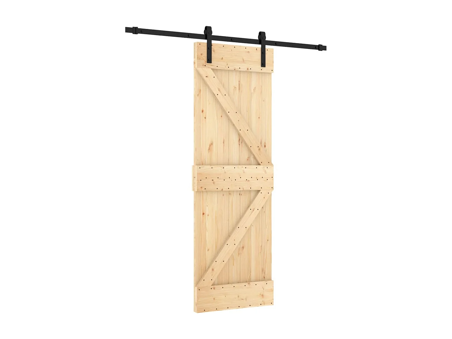 Porte coulissante et kit de quincaillerie 70x210 cm pin massif FR551391