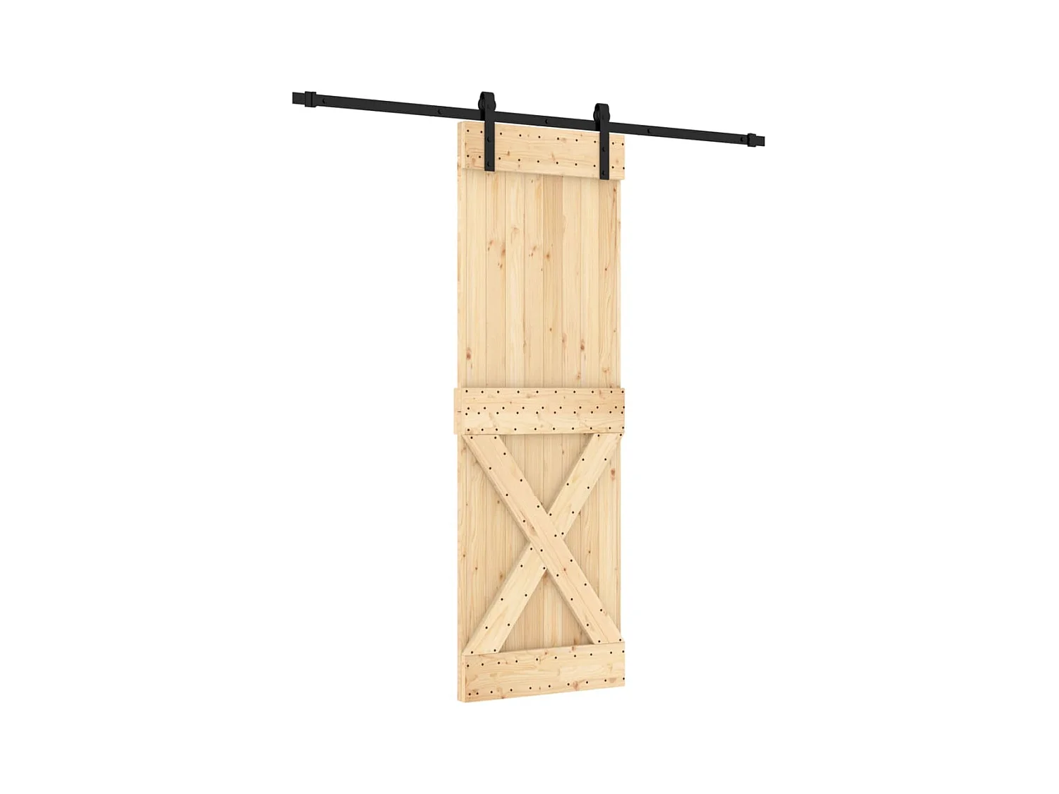 Porte coulissante et kit de quincaillerie 70x210 cm pin massif FR897568