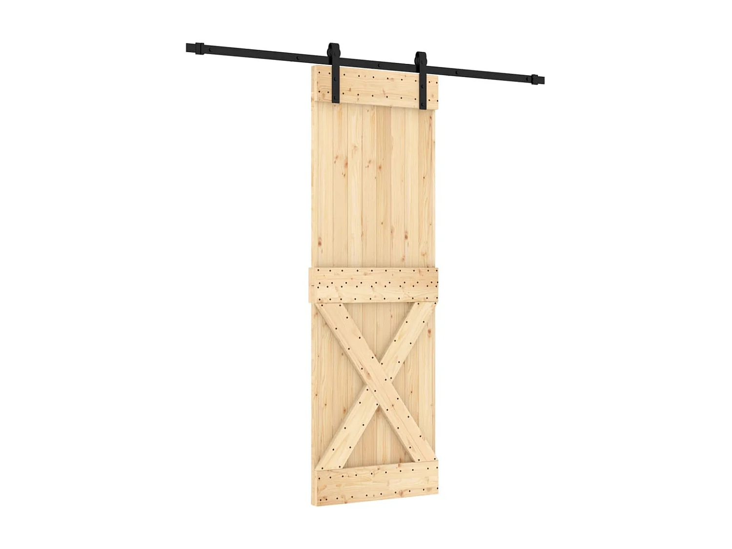 Puerta corredera con herrajes madera maciza de pino 70x210 cm ES628168