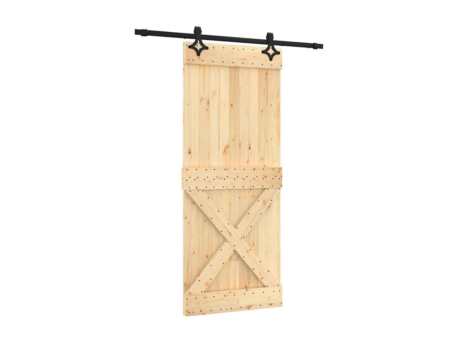 Porte coulissante et kit de quincaillerie 85x210 cm pin massif FR593343