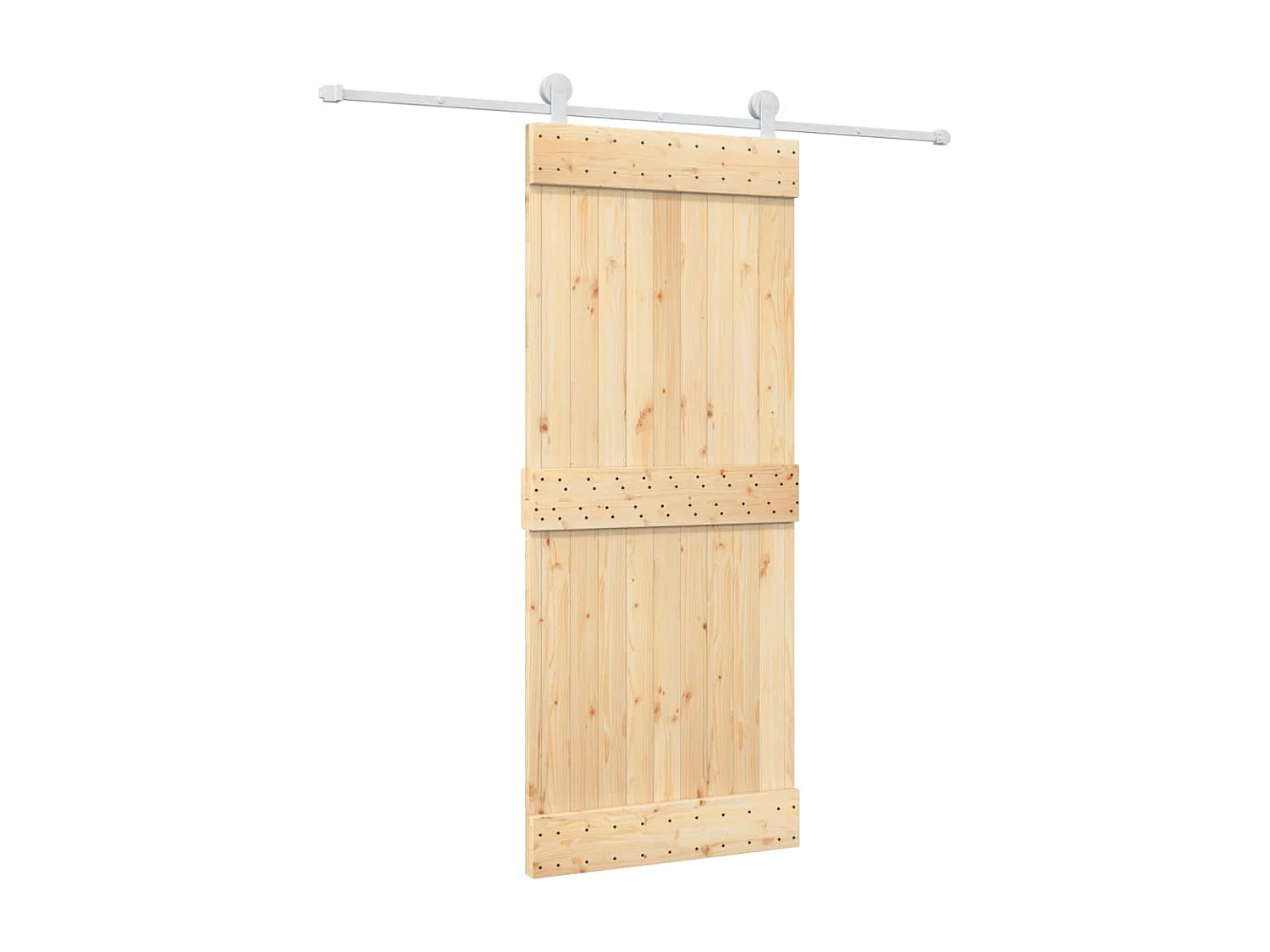 Porta de correr com ferragens 85x210 cm madeira de pinho maciça PT849573