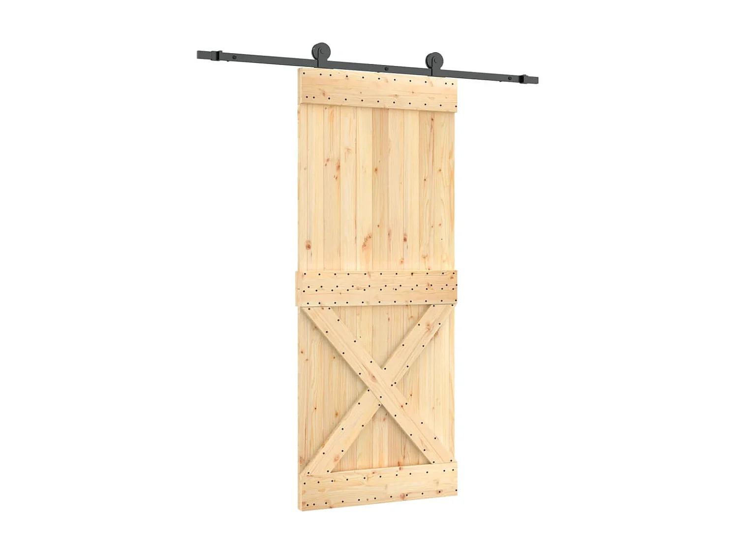 Porte coulissante et kit de quincaillerie 85x210 cm pin massif FR614342