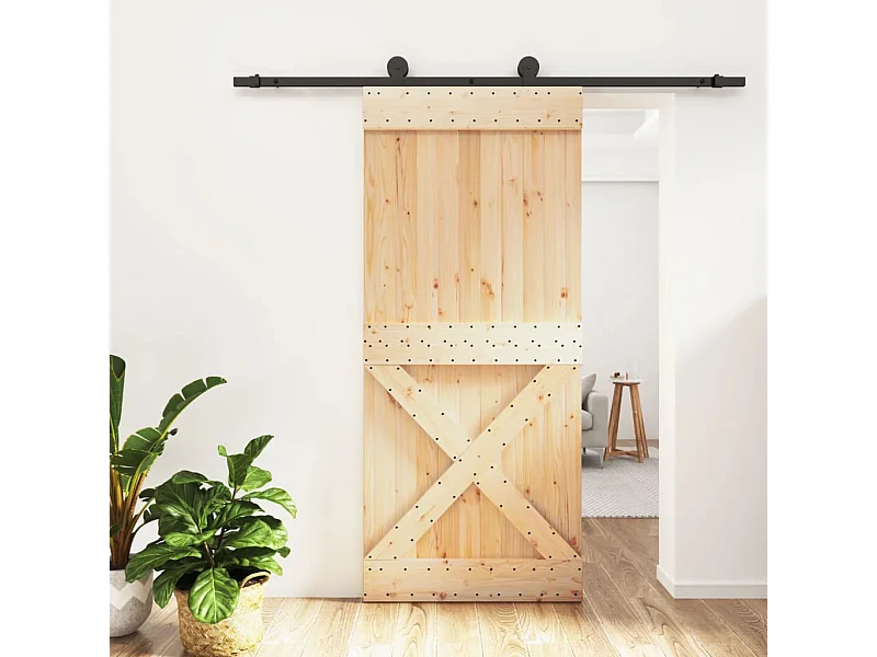 Schuifdeur met beslag 90x210 cm massief grenenhout BE313700