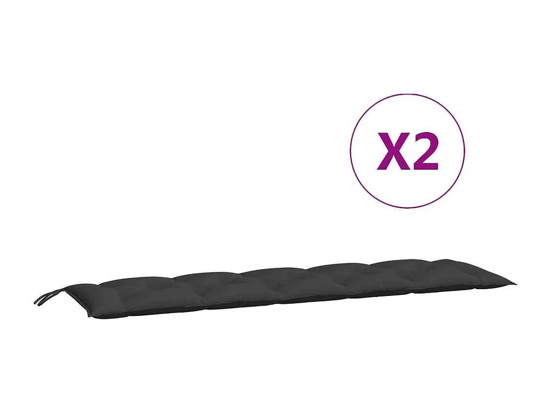 Almofadões banco jardim 2 pcs 180x50x7cm tecido oxford preto PT347478