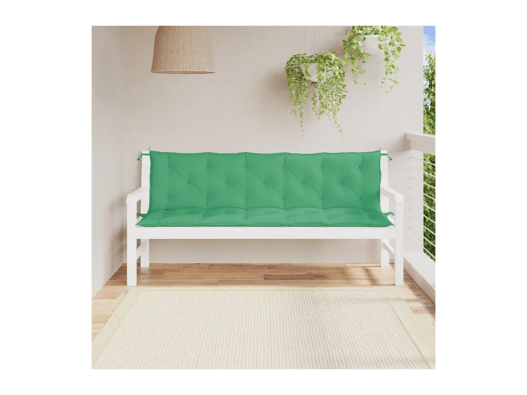 Coussins de banc jardin lot de 2 vert 180x50x7 cm tissu Oxford FR982160