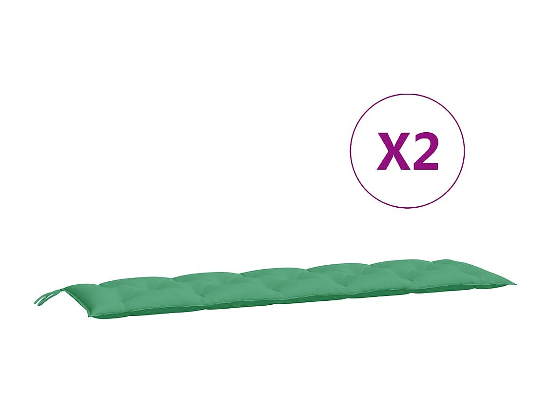 Coussins de banc jardin lot de 2 vert 180x50x7 cm tissu Oxford FR982160