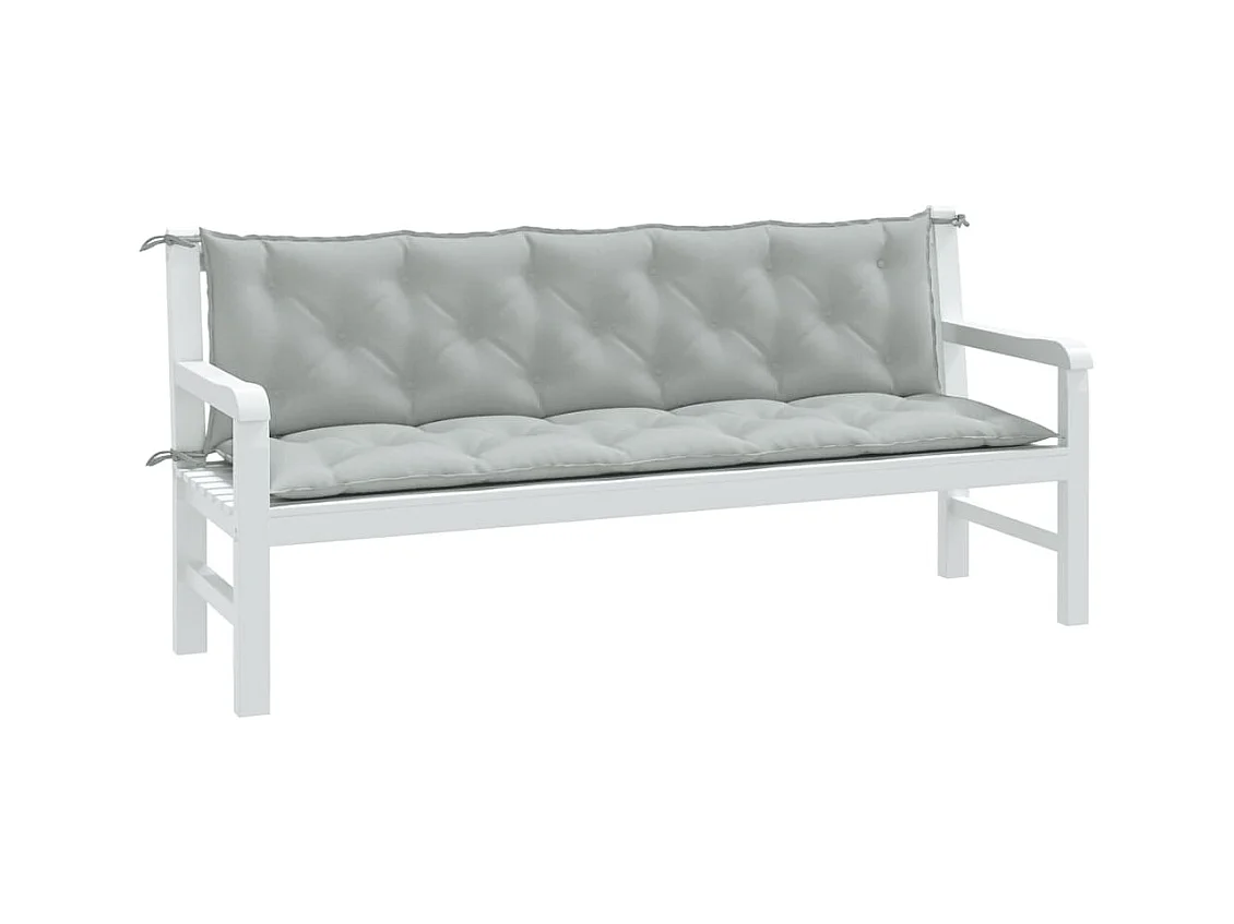 Tuinbankkussens 2 st 180x50x7 cm stof gemêleerd lichtgrijs BE176944