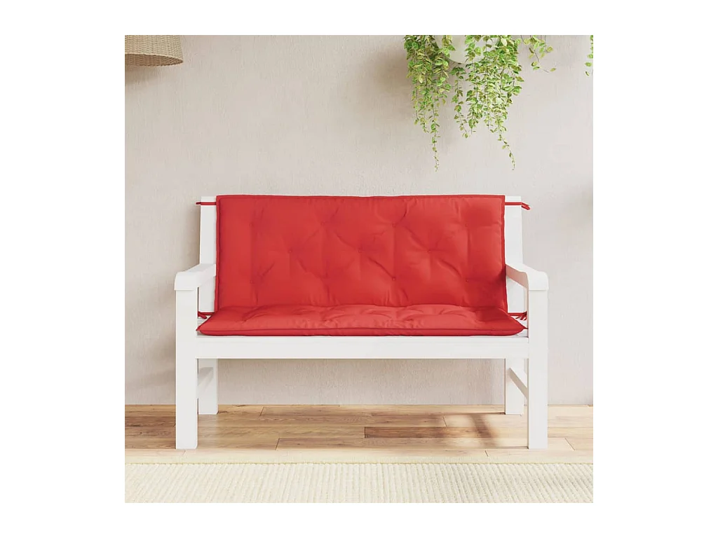 Coussins de banc jardin lot de 2 rouge 120x50x7 cm tissu Oxford FR587473