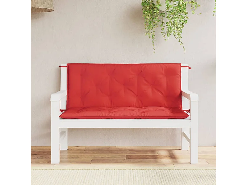 Coussins de banc jardin lot de 2 rouge 120x50x7 cm tissu Oxford FR587473