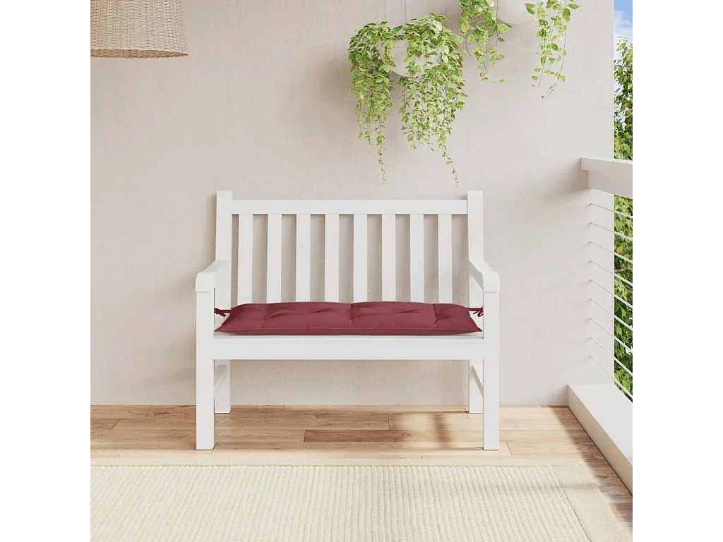 Tuinbankkussen 100x50x7 cm stof gemêleerd wijnrood BE997407